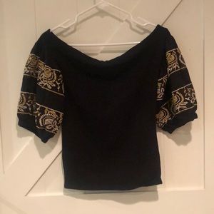 Free People embroidered off the shoulder top
